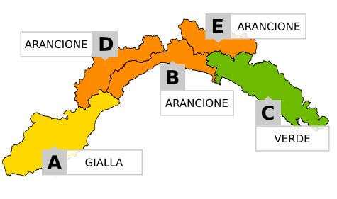 Allerta arancione in Liguria fino alle 15