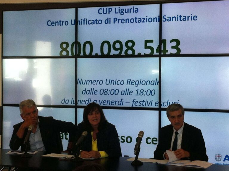 Sanità, Cup Liguria: da domani attivo il numero unico regionale