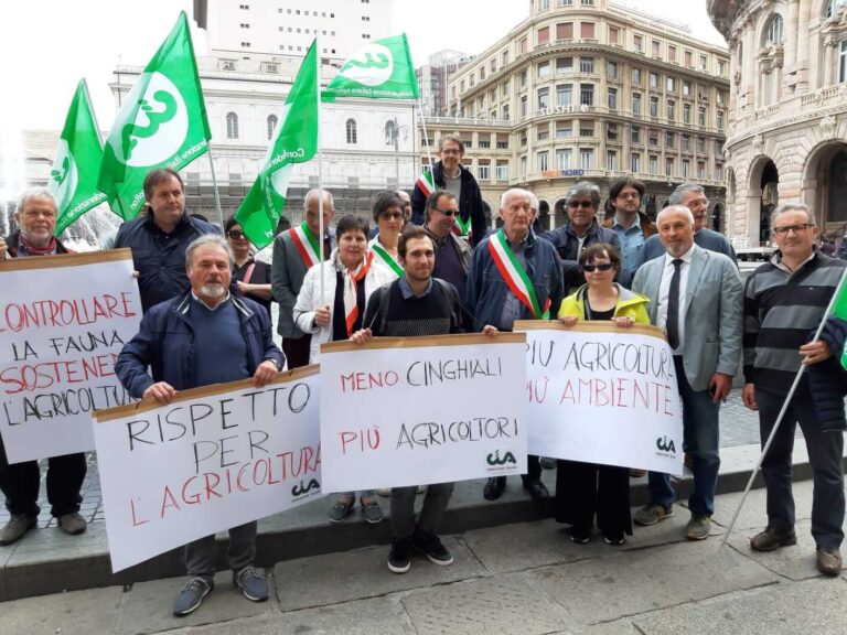 Danni da fauna selvatica alle coltivazioni, la manifestazione degli agricoltori liguri