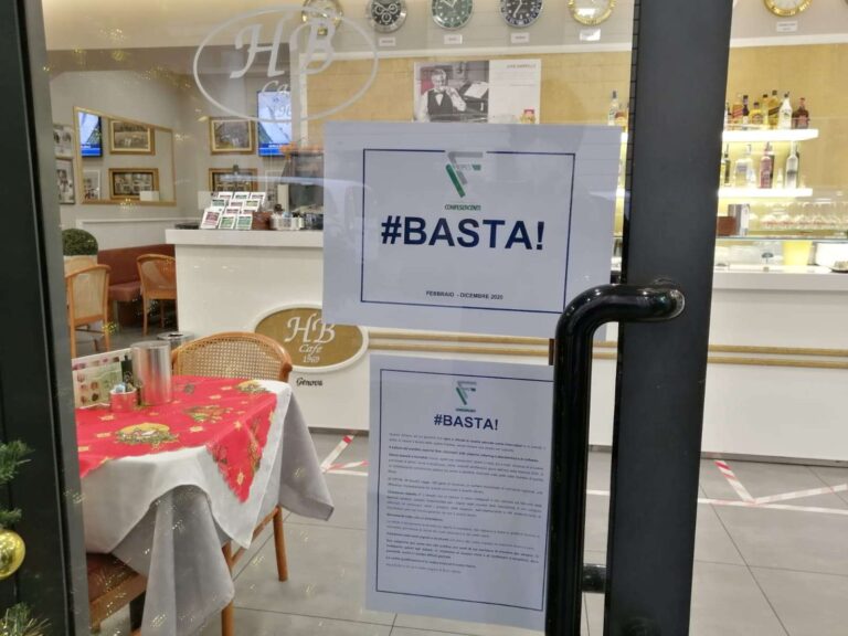 Protesta di Natale dei pubblici esercizi, da oggi esposti cartelli con la scritta “Basta!”