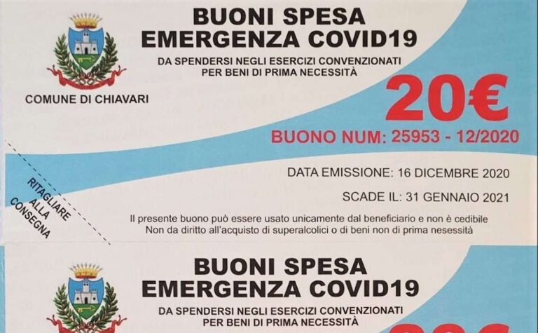 Buoni spesa, il Comune di Chiavari riapre il bando fino al 30 dicembre 