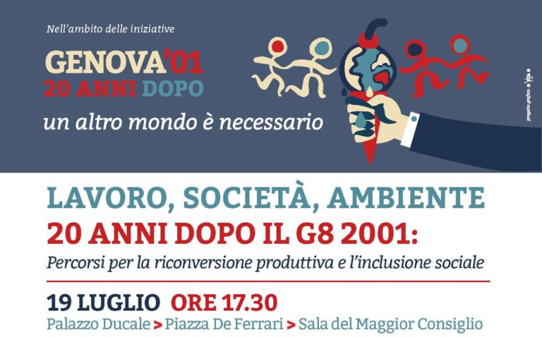 “Lavoro, società, ambiente 20 anni dopo il G8 2001”, lunedì tavola rotonda a Genova