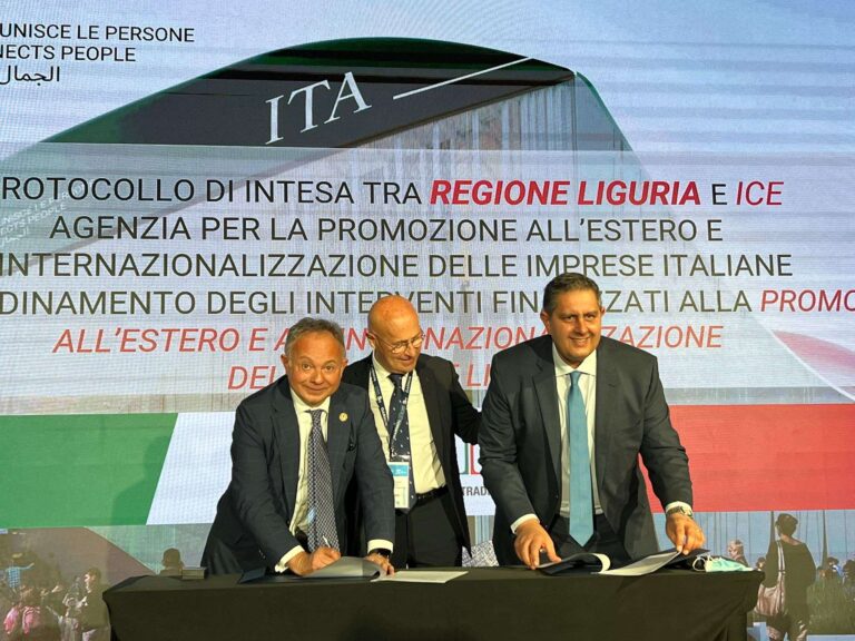 Expo Dubai, accordo Regione Liguria-Ice per promozione imprese liguri nel mondo