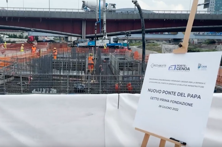 Nuovo Ponte del Papa: primo getto della fondazione