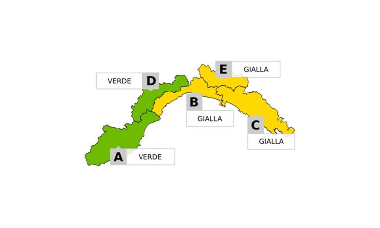 Arpal, allerta meteo gialla dalle 11 alle 24 di mercoledì sul Centro-Levante