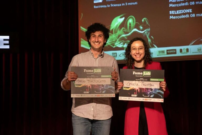 Divulgazione scientifica, Marco Fortunato (Cnr) e Giulia Colombo (Iit) sono i vincitori di FameLab Genova