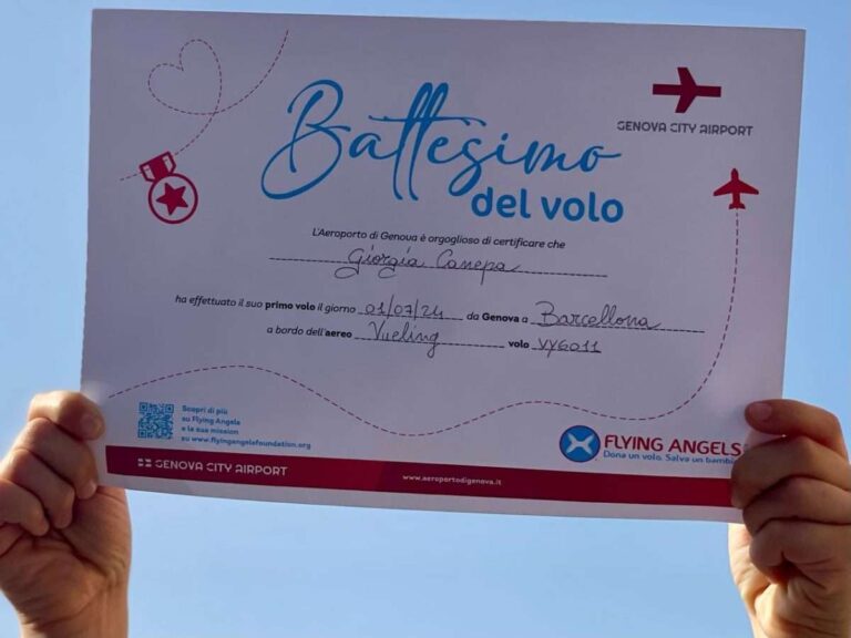 Da Aeroporto di Genova e Flying Angels Foundation il “battesimo del volo” per i bambini