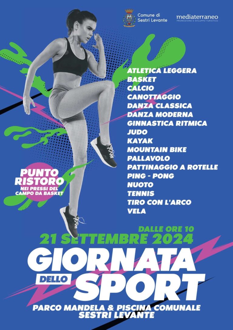 Sestri Levante, tutto pronto per la Giornata dello Sport sabato 21 settembre