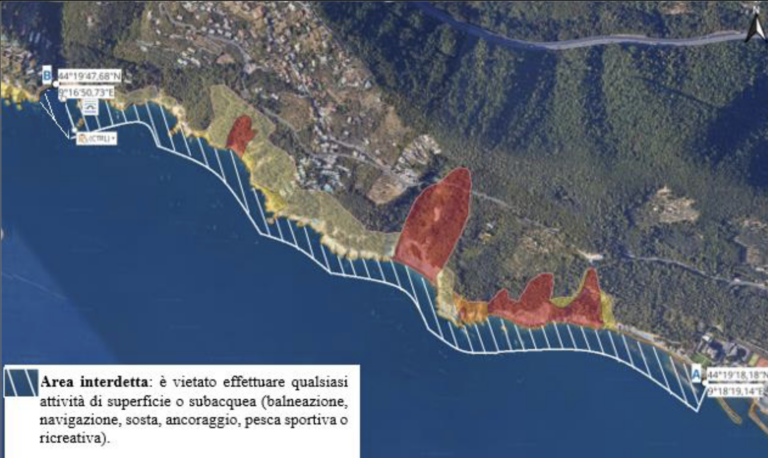 Chiavari: ridotta l’interdizione per frana nello specchio acqueo sotto la collina delle Grazie