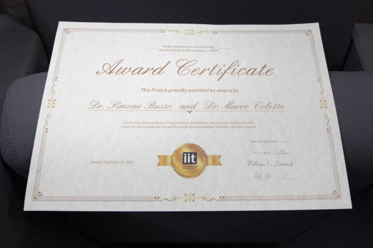 A due ricercatori Iit il premio Pedro Lagomarsino de Leon Roig, per le due migliori tesi di dottorato in neuroscienze
