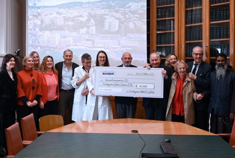 Gaslini, da Fondazione Alberto Castelli 45.000 euro per la ricerca sui tumori infantili
