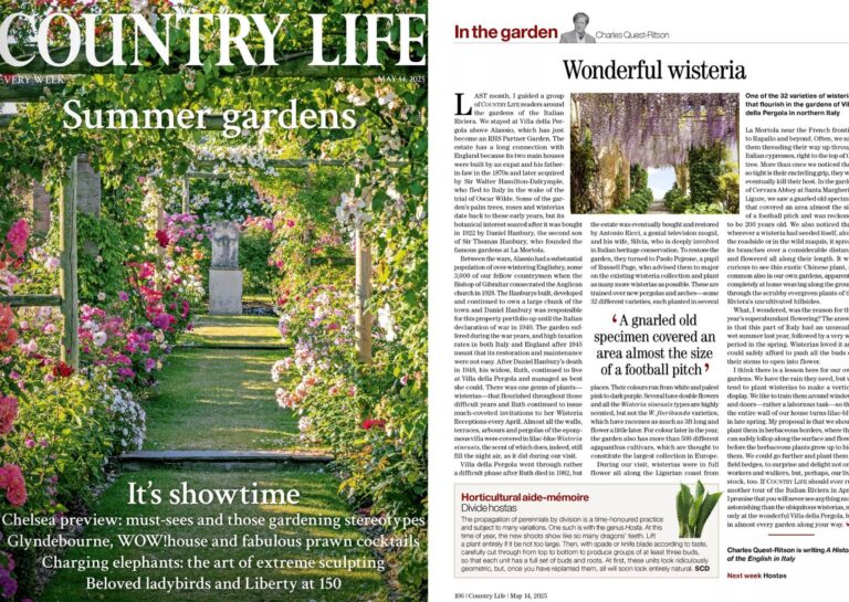 Alassio con Villa della Pergola sulla rivista britannca Country Life