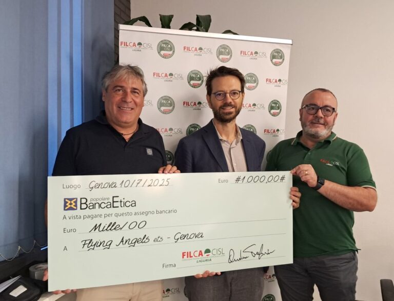 Filca Cisl dona 3.500 euro a Flying Angels Foundation