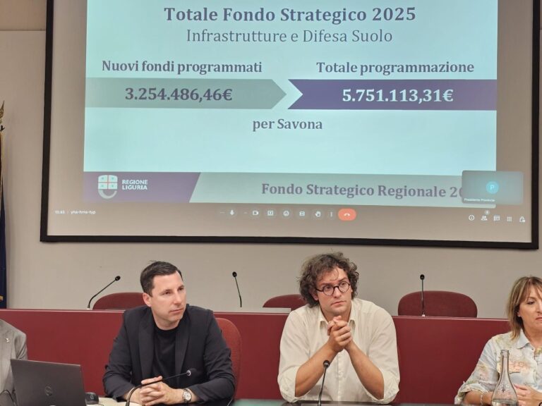 Infrastrutture, seconda tranche da 3,2 mln dal Fondo strategico regionale per 5 interventi nel savonese