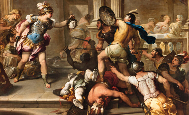 La “Lotta tra Perseo e Fineo”, capolavoro di  Luca Giordano, recuperato con il progetto Restituzioni