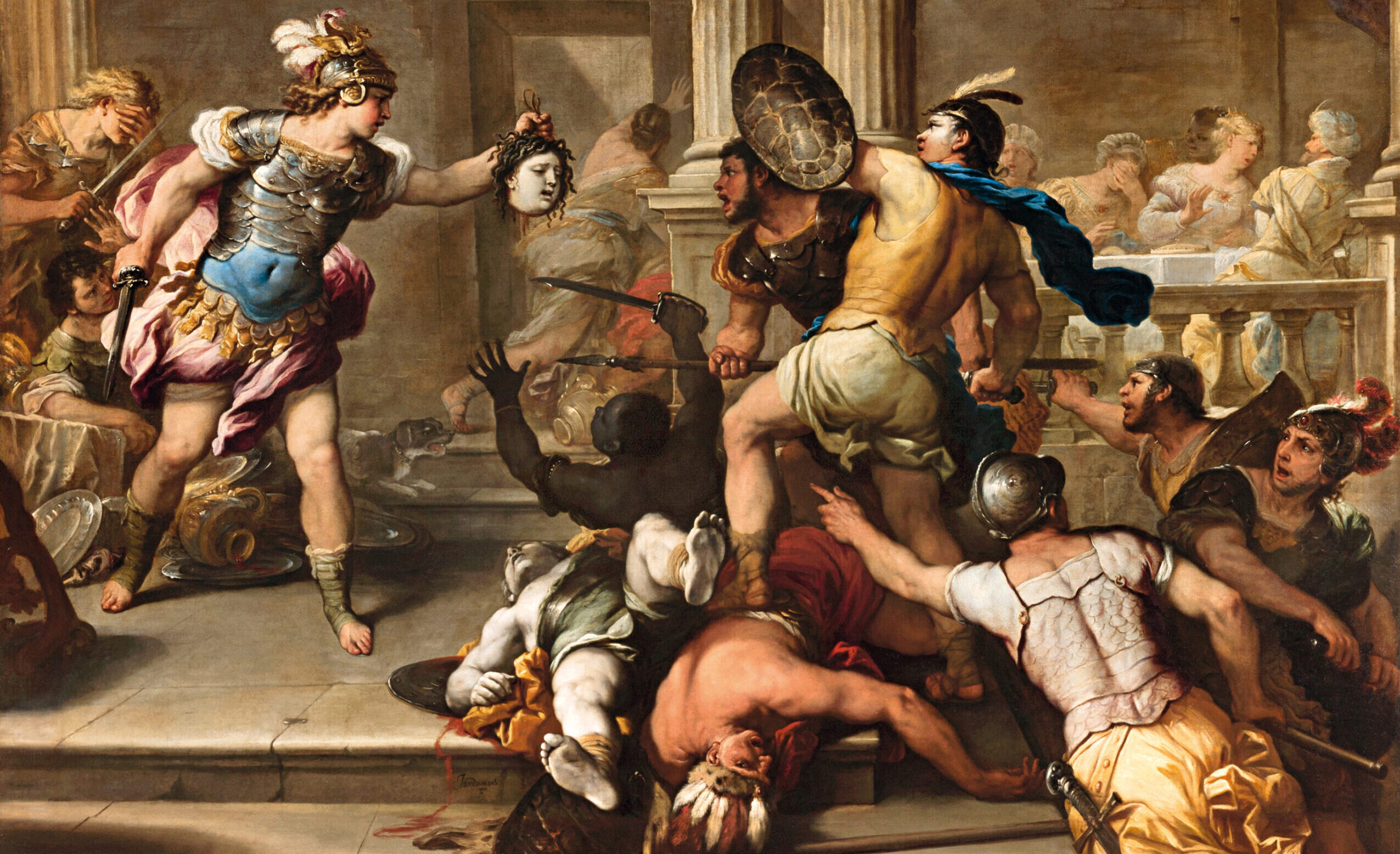 La “Lotta tra Perseo e Fineo”, capolavoro di  Luca Giordano, recuperato con il progetto Restituzioni La “Lotta tra Perseo e Fineo”, capolavoro di  Luca Giordano, recuperato con il progetto Restituzioni