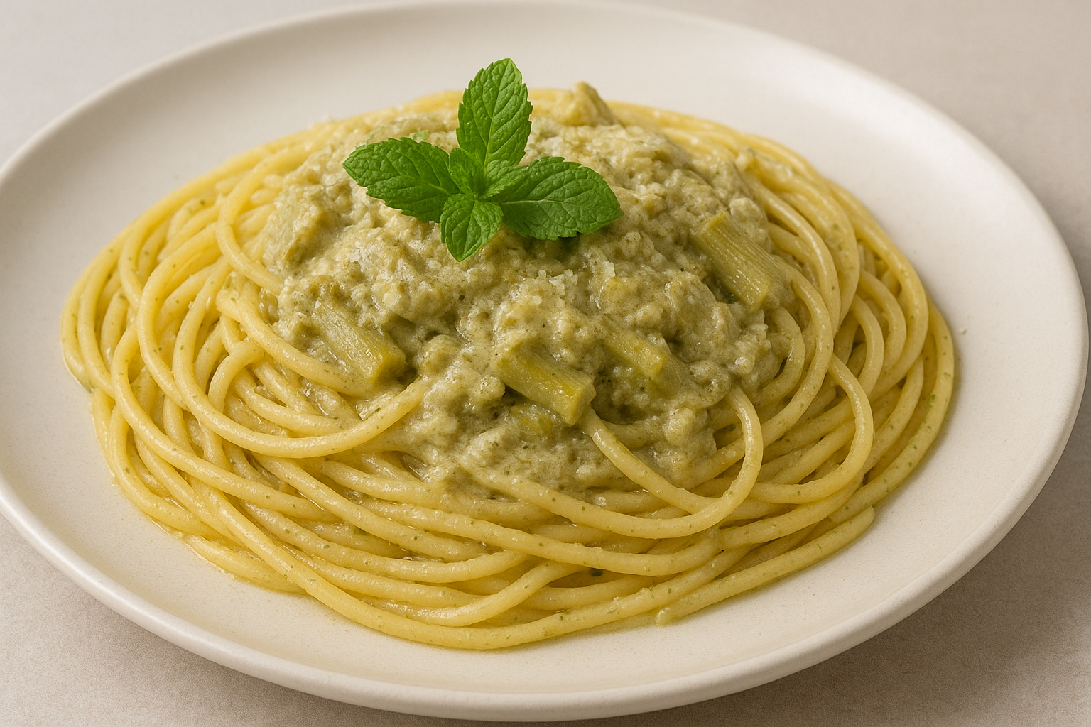 Pasta al sugo di gambi di carciofo