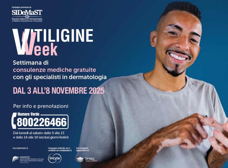 Vitiligine Week, dal 3 all’8 novembre consulenze mediche gratuite con i dermatologi