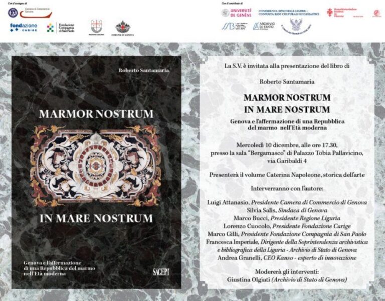 Il 10/12 a Genova presentazione del libro “Marmor nostrum in mare nostrum”