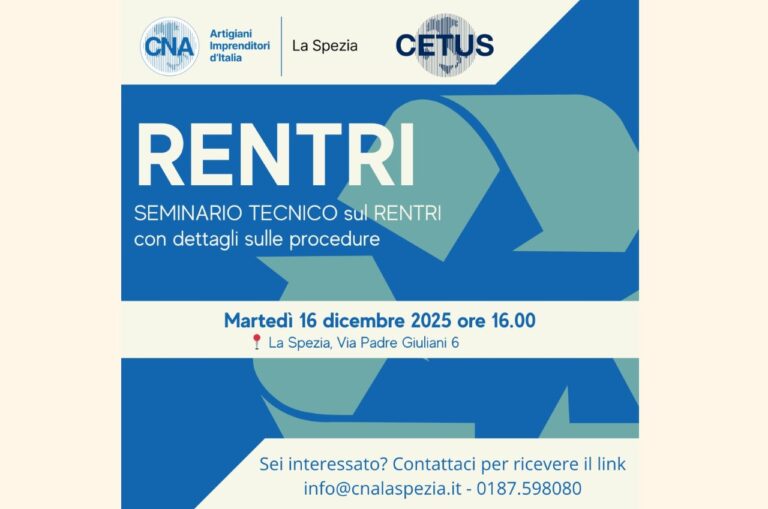 Scadenza Rentri: Cna La Spezia forma le piccole imprese sulla tracciabilità dei rifiuti