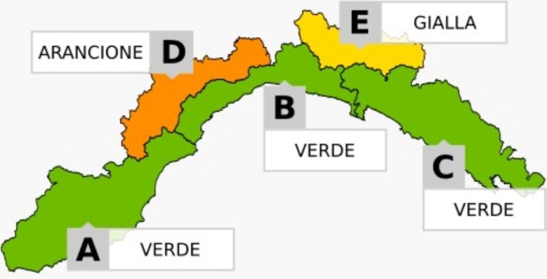 Arpal, allerta neve sull’entroterra: arancione su D e gialla su E